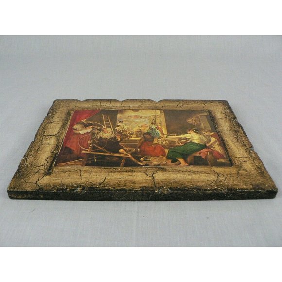 Velazquez Art Print Decoupage & Antiqued Finish on Wood Panel the Women Spinners - Picture 2 of 12